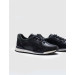 Genuine Leather Navy Blue Lace-Up Men's Sports Shoes