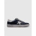 Genuine Leather Navy Blue Laced Star Detailed Men's Sports Shoes