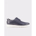 Genuine Leather Navy Blue Extra Light Sole Lace-Up Men's Casual Shoes