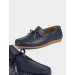 Genuine Leather Navy Blue Men's Lace-Up Loafer Shoes