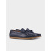 Genuine Leather Navy Blue Men's Lace-Up Loafer Shoes