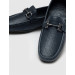 Genuine Leather Navy Blue Men's Loafers