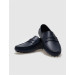 Genuine Leather Navy Blue Belt Men's Loafers