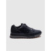 Genuine Leather Navy Blue Shearling Men's Sneakers