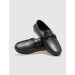 Genuine Leather Navy Blue Buckle Men's Loafers