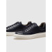 Genuine Leather Navy Blue Text Detailed Lace Up Men's Shoes