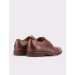 Genuine Leather Mascarata Detailed Brown Lace-Up Men's Classic Shoes