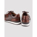 Genuine Leather Special Design Brown Lace-Up Men's Sneakers