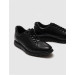 Genuine Leather Black Lace-Up Men's Casual Shoes