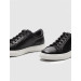 Genuine Leather Black Lace-Up Men's Sneaker Shoes