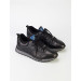 Genuine Leather Black Laced Gel Sole Men's Sports Shoes