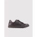 Genuine Leather Black Laced Rubber Sole Men's Sports Shoes