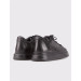 Genuine Leather Black Lace-Up Sneaker Men's Sports Shoes