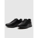 Genuine Leather Black Lace-Up Sneaker Rubber Sole Men's Sports Shoes