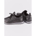 Genuine Leather Black Lace-Up Stretch Detail Men's Sneakers