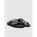 Genuine Leather Black Velcro Closure Men's Casual Slippers