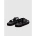 Genuine Leather Black Men's Casual Slippers