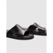 Genuine Leather Black Men's Casual Slippers