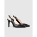 Genuine Leather Black Women's Thin Heeled Shoes