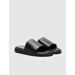 Genuine Leather Black Belted Men's Casual Slippers