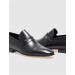 حذاء رسمي رجالي جلد طبيعي أسود مزين بحزام