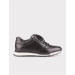 Genuine Leather Black Shearling Men's Lace-Up Sports Shoes