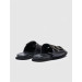 Genuine Leather Black Buckle Detailed Women's Flat Slippers