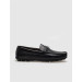 Genuine Leather Black Buckle Men's Loafers