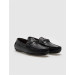 Genuine Leather Black Buckle Men's Loafers