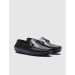 Genuine Leather Black Buckle Men's Loafers