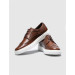 Genuine Leather Tobacco Lace-Up Men's Sneakers