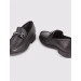 Genuine Leather Buckle Detailed Black Men's Casual Shoes