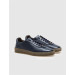 Rubber Sole Genuine Leather Lace-Up Navy Blue Men's Sports Shoes