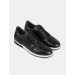 Rubber Sole Genuine Leather Black Laced Men's Casual Shoes