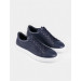 Navy Blue Lace-Up Genuine Leather Men's Sports Shoes