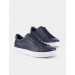 Navy Blue Lace-Up Genuine Leather Men's Sports Shoes