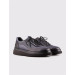 Navy Blue Genuine Leather Lace-Up Men's Casual Shoes