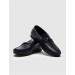 Laser Detail Buckle Accessory Genuine Leather Navy Blue Men's Loafer Shoes