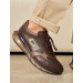 Light Eva Sole Genuine Leather Brown Lace Up Men's Sports Shoes