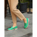 Polyurethane Sole Genuine Leather Green Women's Loafer Shoes