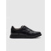 Black Genuine Leather Lace-Up Men's Sneaker Sports Shoes