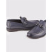 Genuine Leather Navy Blue Men's Shoes With Buckle Accessories