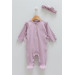 01-12 Months Baby Girl Lilac Color Buttoned Jumpsuit Set