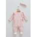 01-12 Months Baby Girl Salmon Color Zippered Jumpsuit Set