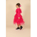 02-05 Years Old Girl Long Sleeve Barbie Tulle Pink Dress