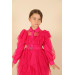 فستان باربي بناتي تول زهري بأكمام طويلة 02-05 سنة