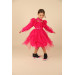 02-05 Years Old Girl Long Sleeve Barbie Tulle Pink Dress