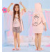 03-10 Years Old Girl Cats Rope Strap Shorts Dressing Gown Triple Set