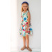 فستان بناتي مزين برسم زهور بلون أزرق مناسب لعمر 04 - 12