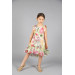 فستان بناتي مزين برسم زهور ملونة مناسب لعمر بين 04 - 12 سنة